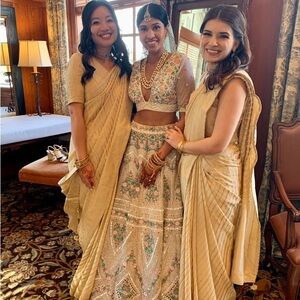 Elegant Cream and Pink Lehenga